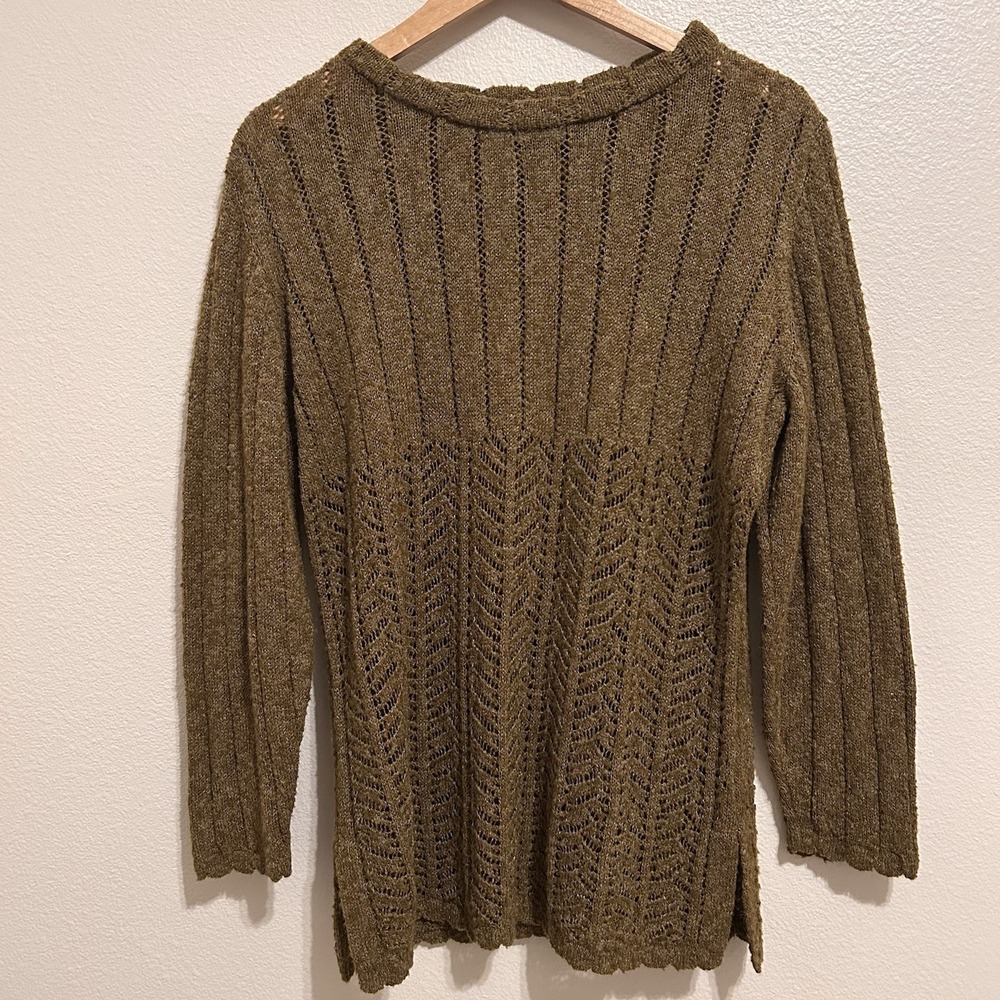 Vintage 1980s Carducci Brown Open Knit Sweater Medium Mohair Wool Blend Fall